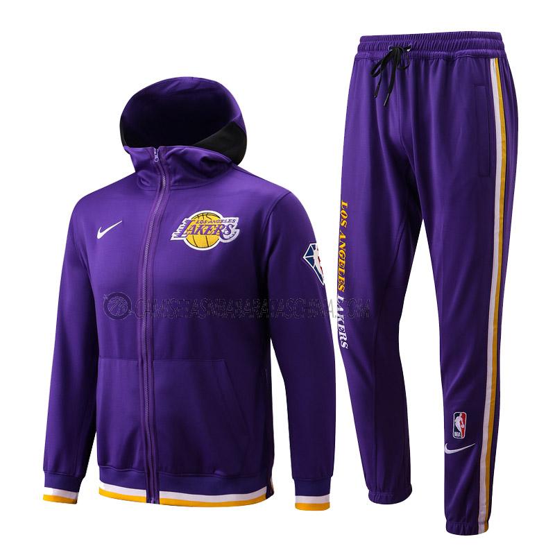 chaqueta con capucha los angeles lakers de hombre ccc005 2022 púrpura