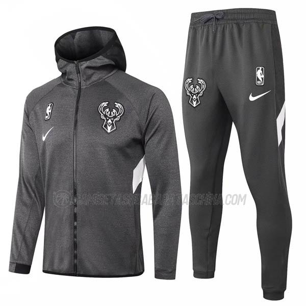 chaqueta con capucha milwaukee bucks de 2023 negro