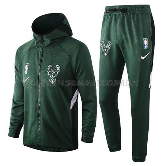 chaqueta con capucha milwaukee bucks de 2023 verde