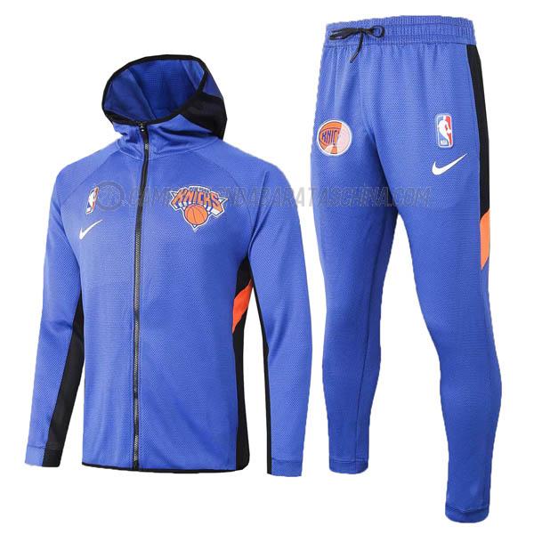 chaqueta con capucha new york knicks de 2023 azul