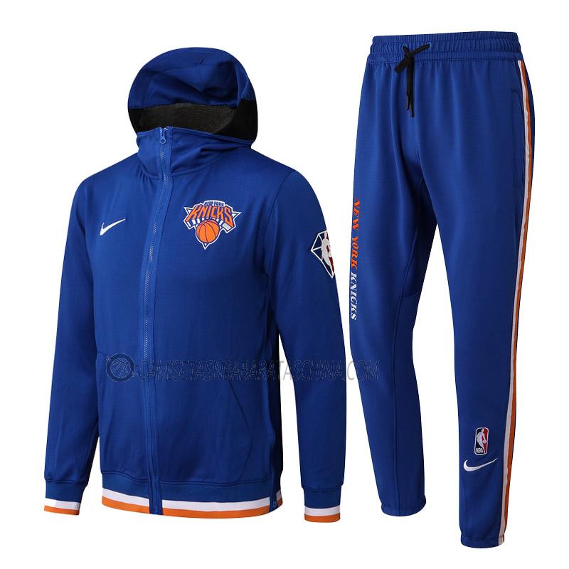 chaqueta con capucha new york knicks de hombre ccc019 2022 azul