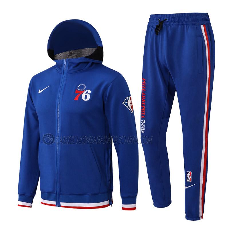 chaqueta con capucha philadelphia 76ers de hombre ccc015 2022 azul