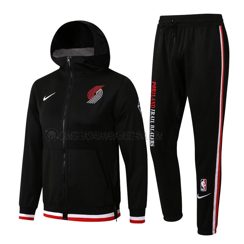 chaqueta con capucha portland trail blazers de hombre ccc014 2022 negro