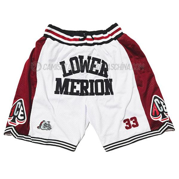 pantalones cortos de baloncesto kobe bryant de lower merion blanco