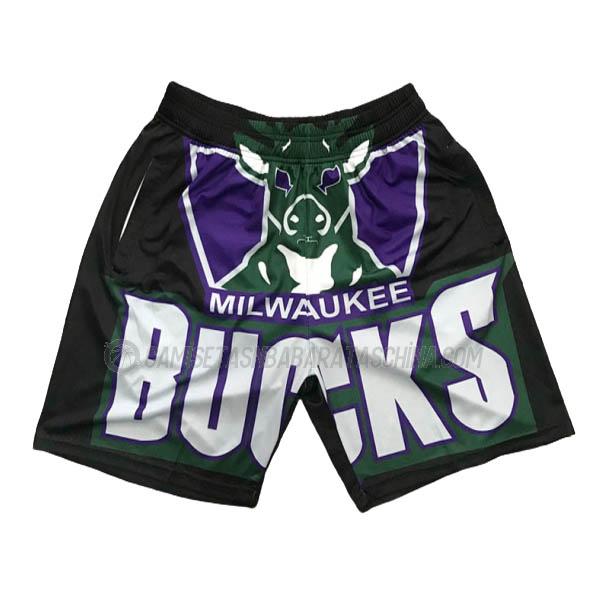 pantalones cortos de baloncesto milwaukee bucks de big face negro