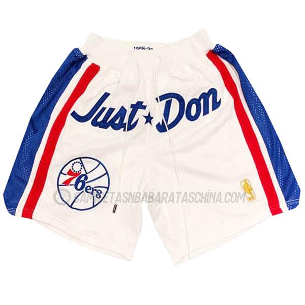 pantalones cortos de baloncesto philadelphia 76ers de blanco