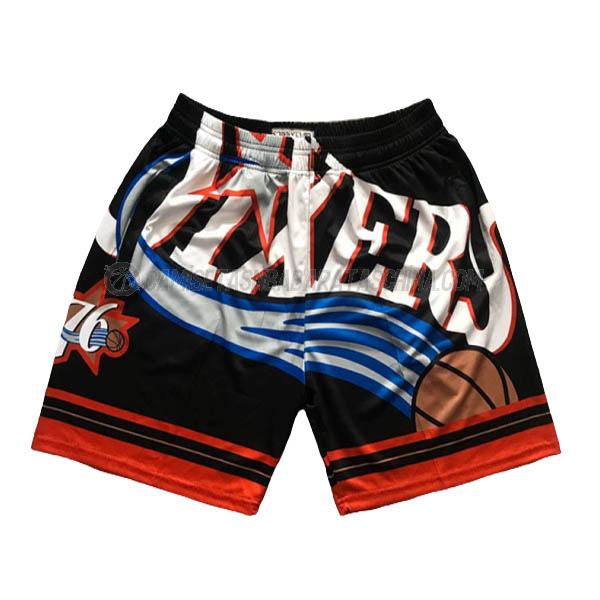 pantalones cortos de baloncesto philadelphia 76ers de big face negro