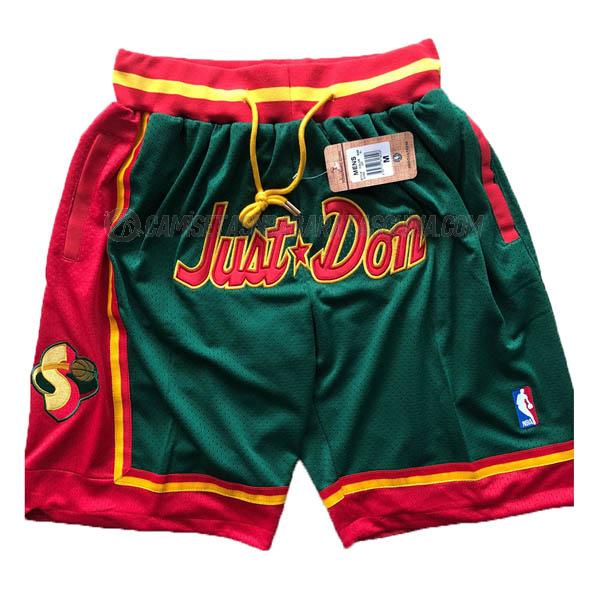 pantalones cortos de baloncesto super sonics de just don verde