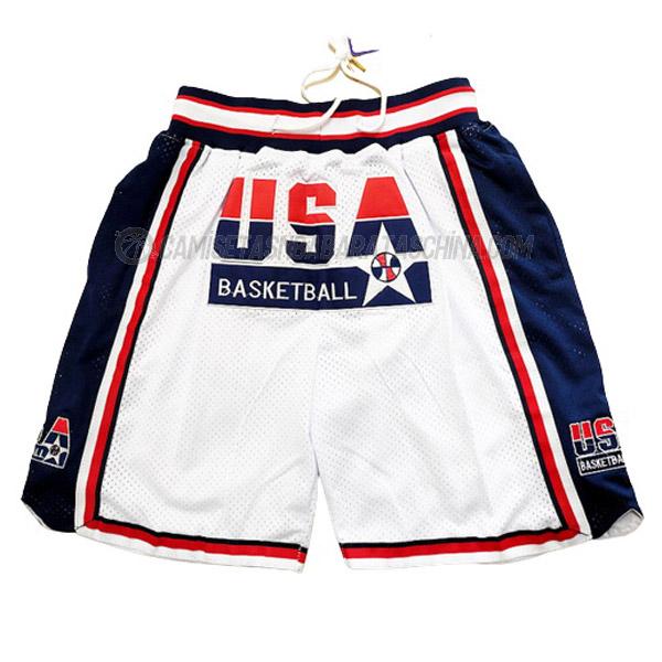 pantalones cortos de baloncesto usa de 1992 blanco